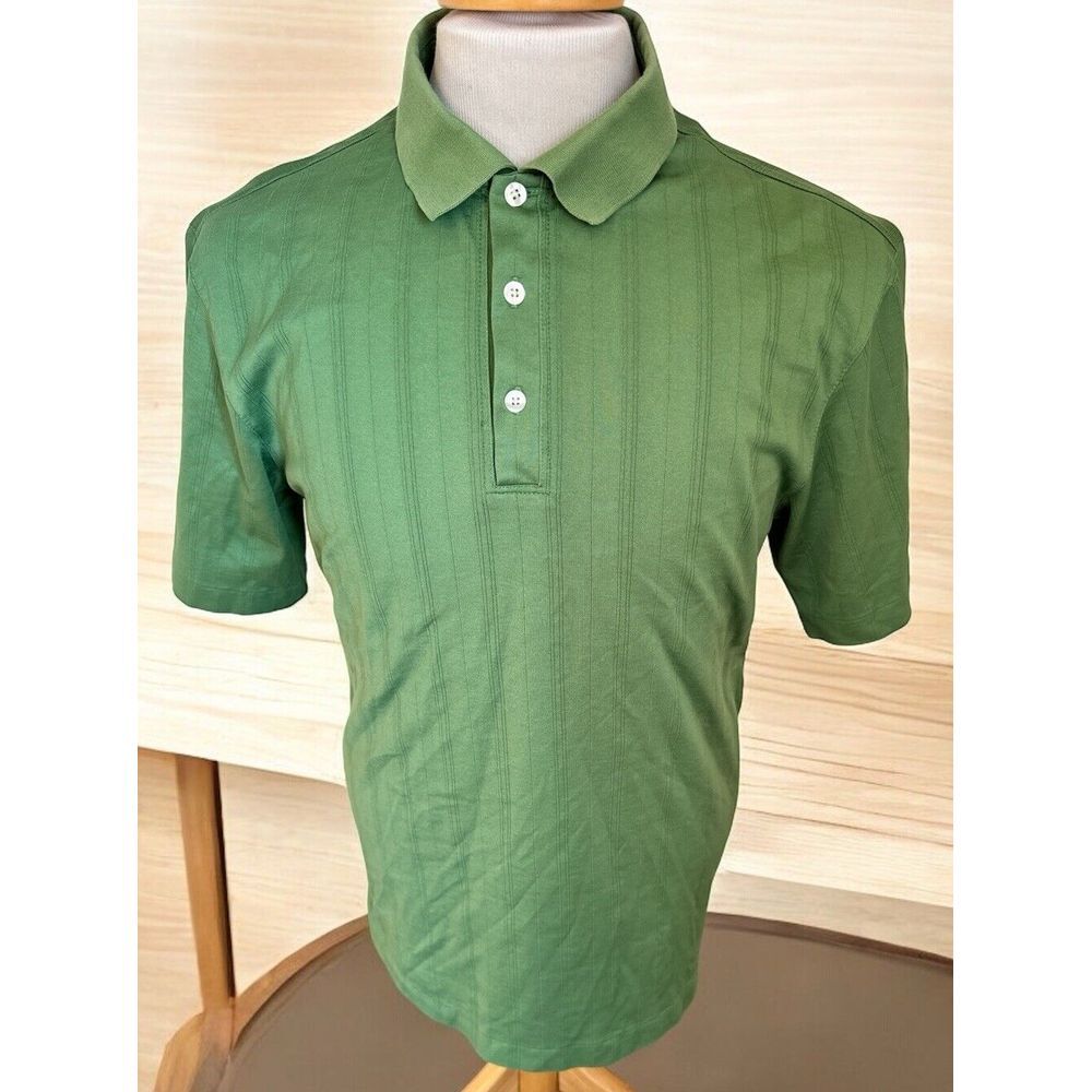 Tiger Woods Collection Polo Shirt Men Sz Med Green Fit Dry Cotton Polyester‎
